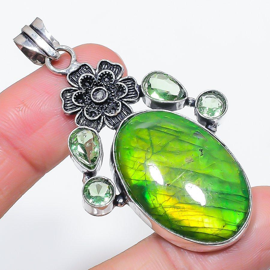 

Натуральный зеленый лабрадорит, цаворит, подвеска из стерлингового серебра 925 пробы 2,52 f2Z10