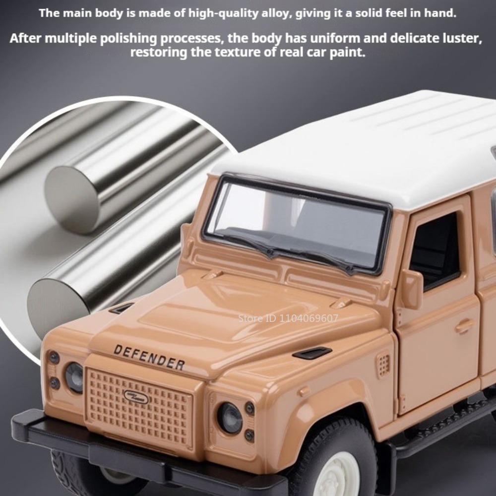 1:43 Land Rover Defender Model Toy Off-road Cars Alloy Diecast Doors Opened Rubber Tires Simulation Interior Ornament Vehicles