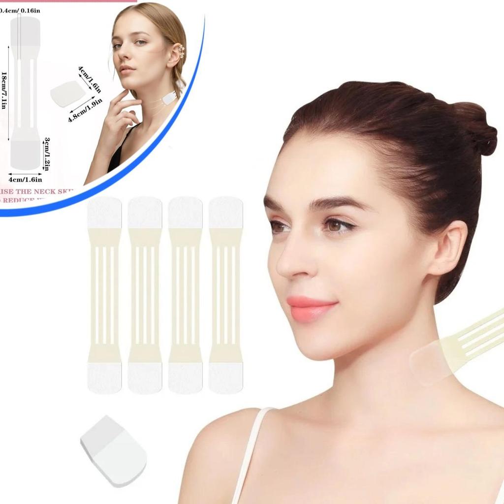 4pcs Invisible Neck Lifting Tape With 20pcs Patch Waterproof Elasticity Neck Wrinkle Removal Adhesive Stickers Face Lift Tape