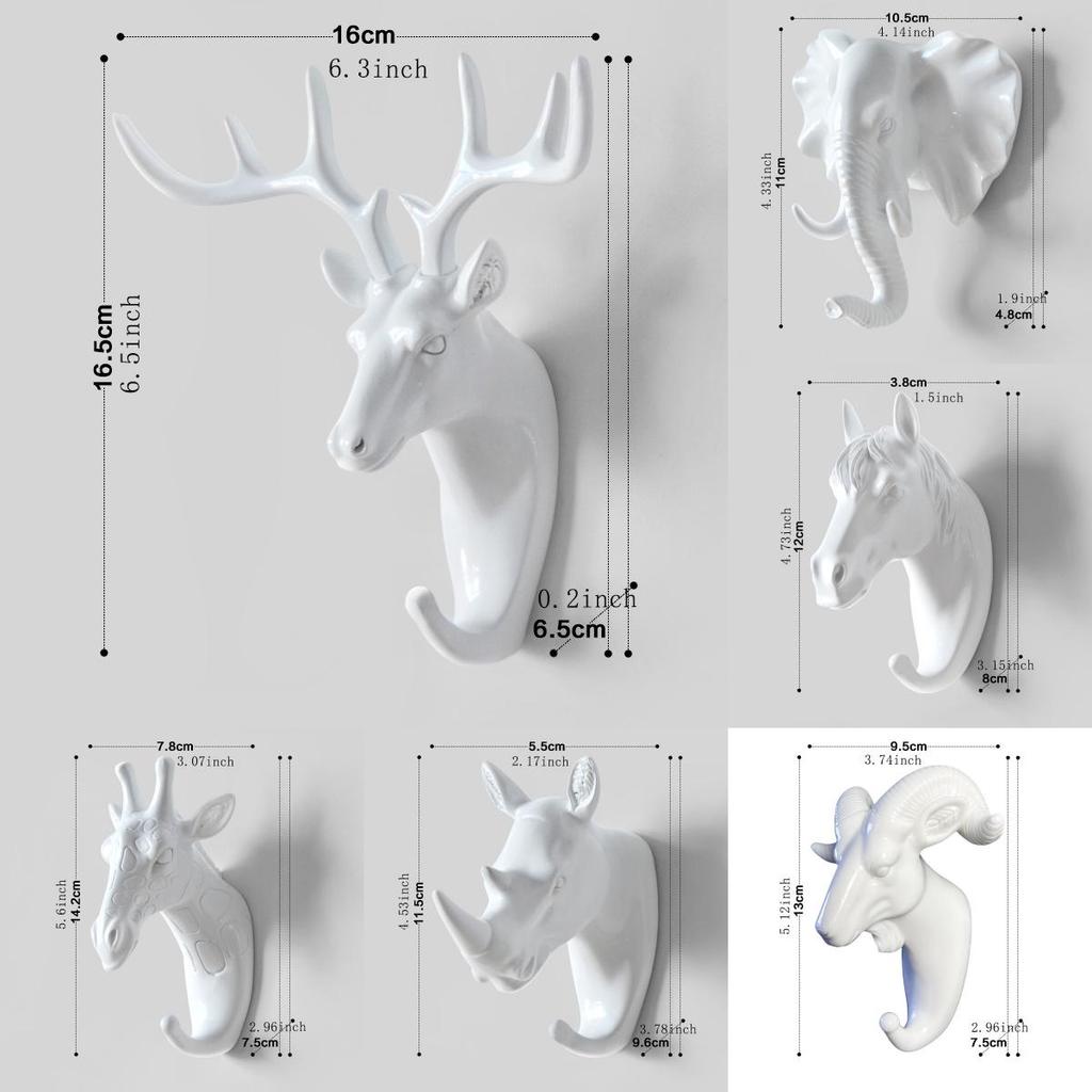 Elegant White Deer Head Wall Hook No Drill Required Strong Adhesive