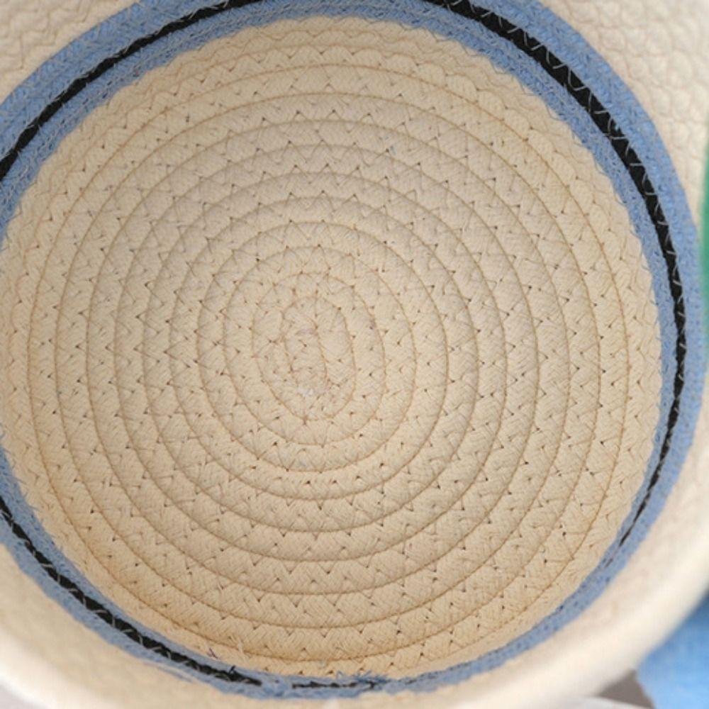 Cartoon Cotton Rope Storage Basket Dachshund Pattern with Cover Hand Gift Box Decorative Round Hand Woven Basket