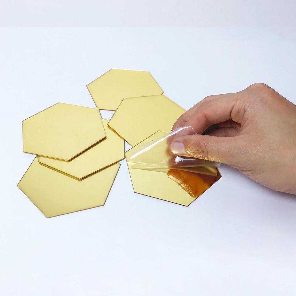 12-Piece Hexagonal Acrylic Mirror Wall Stickers, Self-Adhesive Decorative Set for Living Room