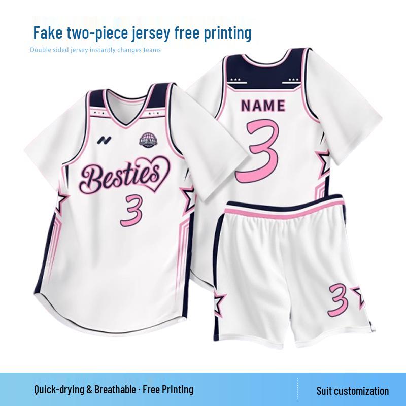 Unisex basketbalový dresový set s falešným dvoudílným designem