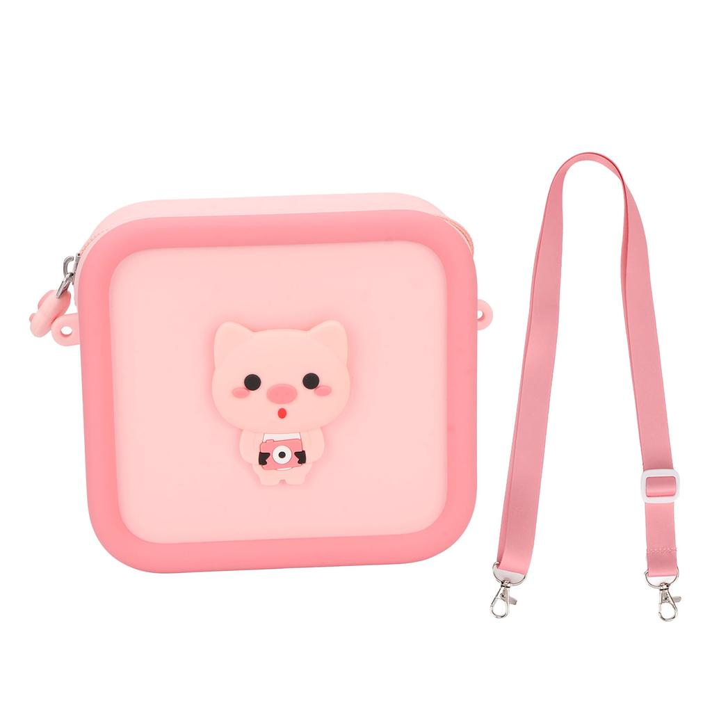 Silicone Kids Camera Bag Cute Cartoon Animal Decoration Shockproof Waterproof Large Capacity Kids Camera Carrying Case