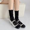 Hot Selling Lolita Sweet White Pile Mesh Hollowed Out Thin Nylon Silk Flower Lace Custom Design Socks Women
