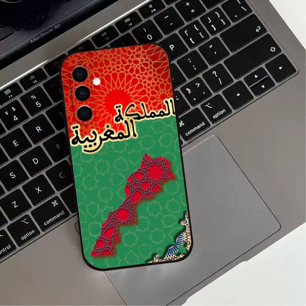 M-Morocco-12es Moroccan flag Phone Case For Samsung Galaxy A73,A72,A71,A70,A53,A52,A51,Soft Silicone Black Cover Samsung a70