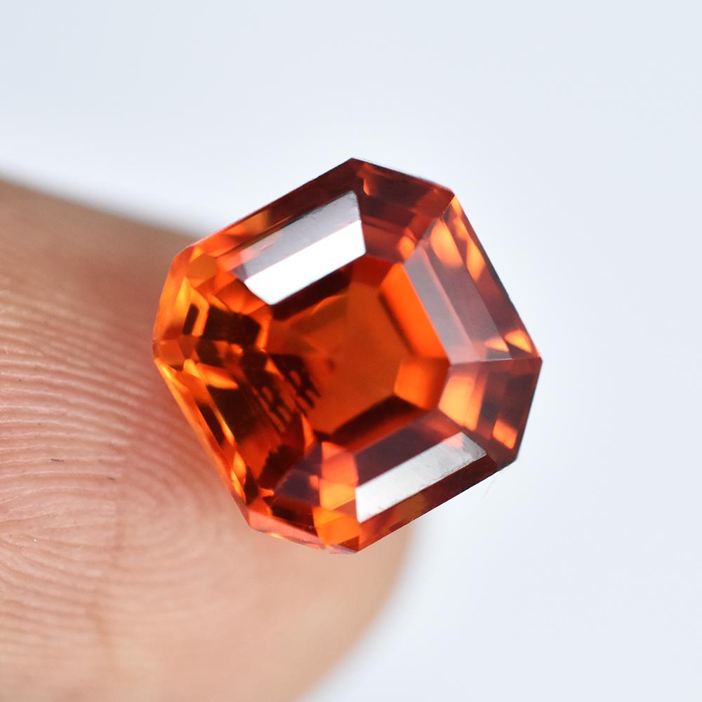 4.23 Ct Natural ORANGE Sapphire CERTIFIED Square Cut Gemstone Free Delivery