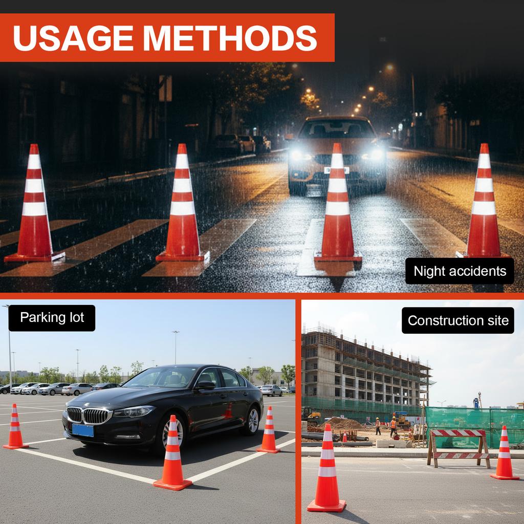 35 Inch 6 Pack Traffic Cones with Reflective Collars Plastic Safety Cones PVC for Traffic Control Driveways and Parking Lots