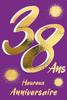 Carte de vœux - AFIE - 69-2438 - Anniversaire 38 ans - Multicolore - Fabriqué en France