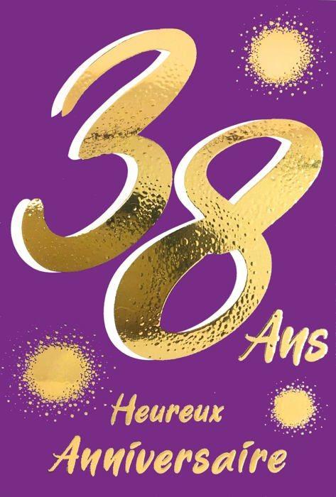 Carte de vœux - AFIE - 69-2438 - Anniversaire 38 ans - Multicolore - Fabriqué en France