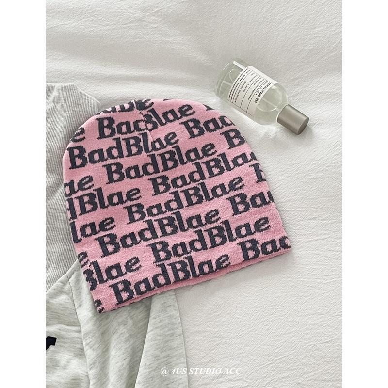 Niche street trendy brand personalized letter wool hat women's versatile pullover cold hat knitted melon fur hat men