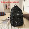 Star Pattern Simple Student Backpack With Plush Pendant For Casual Daily