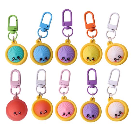 Mini Dumpling Keychain Pendant 6/8/10Pcs, Soft Cartoon Snack Accessories for Backpacks Keys Bags Office Lanyards