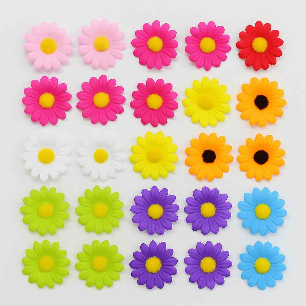 50pcs New Silk Daisy Artificial Sunflowers Fake Flower Brooch Simulated Mini Daisies Bracelet DIY Garland Parts Wedding Decor