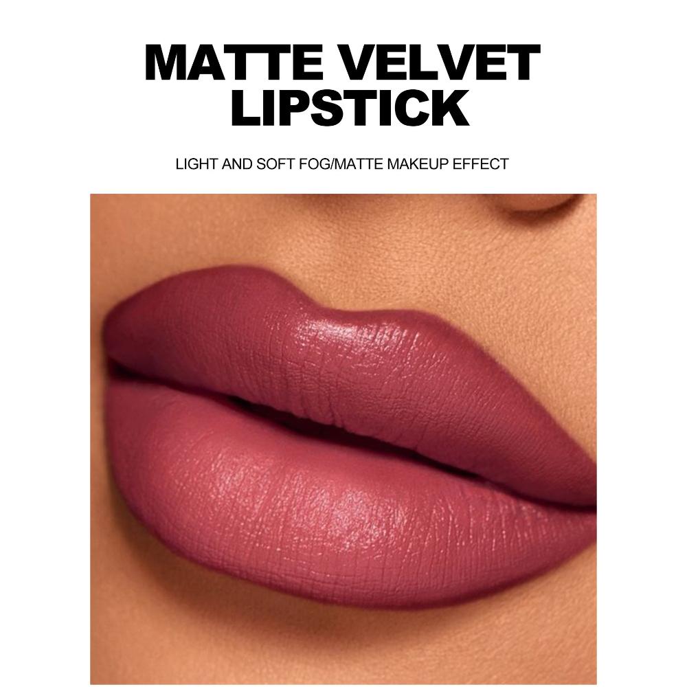 HANDAIYAN Velvet Matte Lipstick, Waterproof Long-Lasting Moisture Lip Makeup, Pigmented Smooth Nude Red Lipstick in Clear Floral Tube, Cosmetic