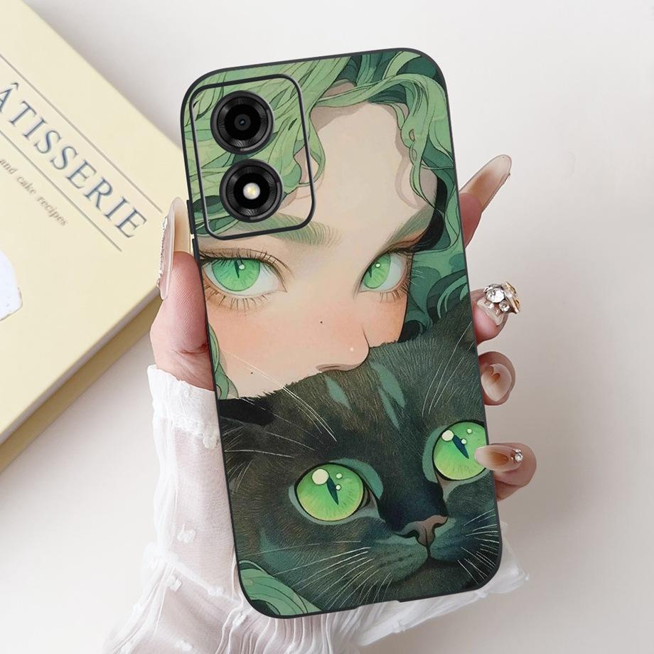 For Motorola Moto E13 4G Phone Case Moto E14 5G Back Cover Soft Matte Silicone Slim Fundas Lovely Panda Rabbit Flower Cartoon