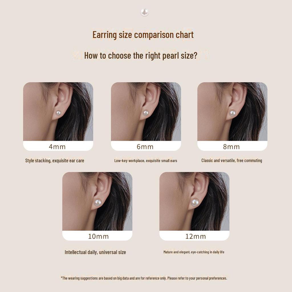 S999 Sterling Silver 5A Natural Pearl Sleep Earrings for Women - High-End, Comfortable, No Need To Remove