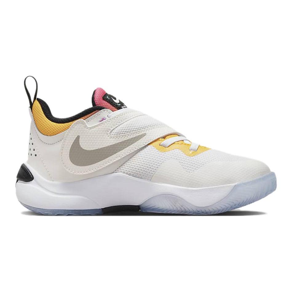 Nike Team Hustle D 11 PS Slip Resistant Cushioning Low Top Children's Basketball Shoes White Kids FJ7689-101