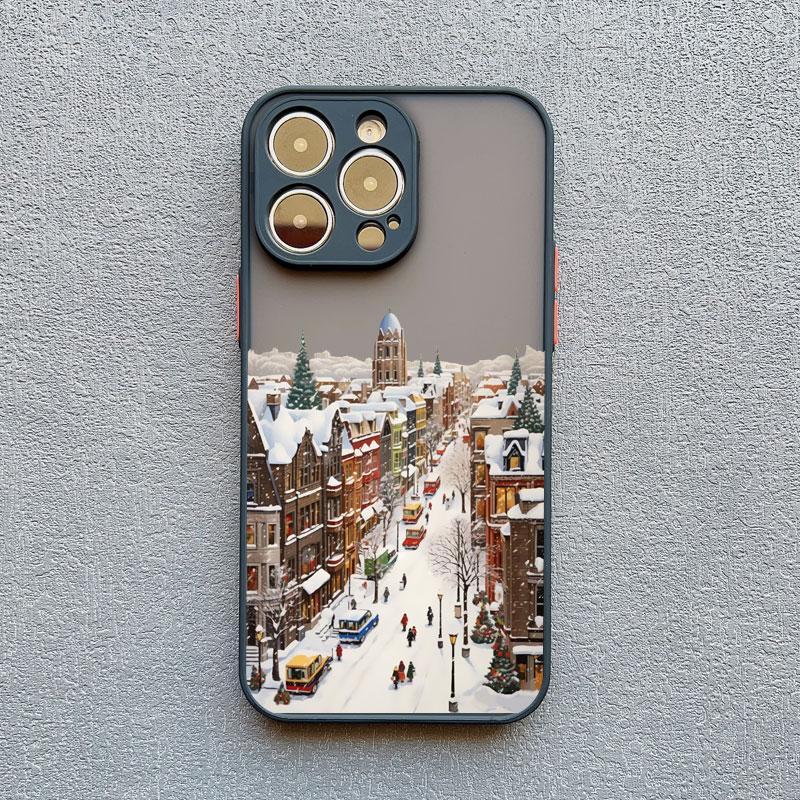 The City Winter Street Snow Scene Phone Case For iphone 13 12 Mini 11 Pro Max 17 16 15 14 Pro Max Plus XR XS X Back Covers