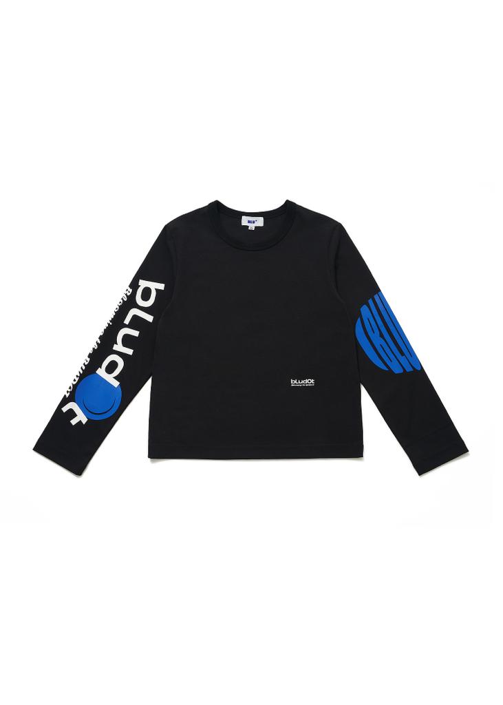 Blue Dot Artwork Print Long Sleeve T-Shirt_Bk