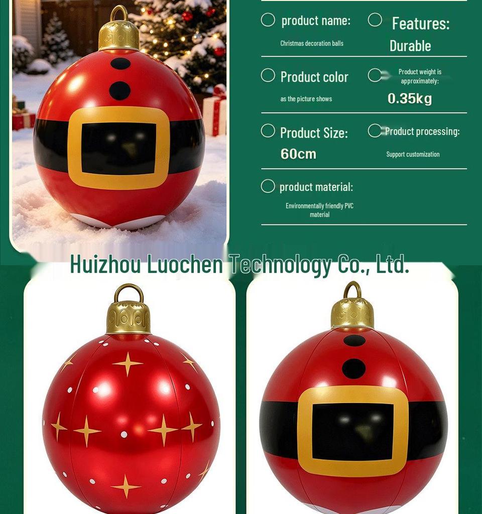 PVC Inflatable Striped Meteor Snowflake Christmas Ball Ornament for Outdoor Parties
