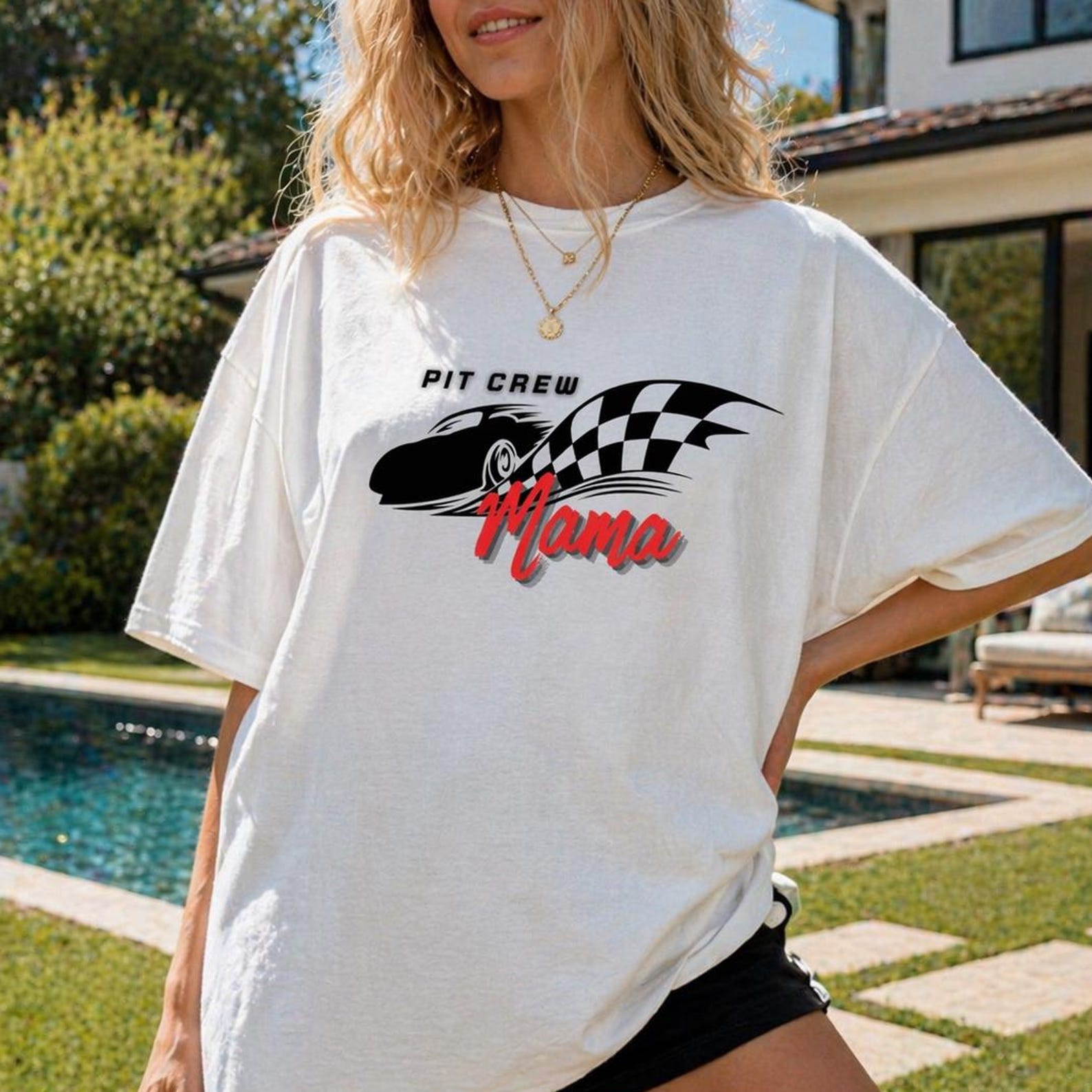 Pit Crew Mama Shirt, Racing Mom Shirt, Race Car Mom Tee, Checkered Flag Graphic T Shirt, Car Mom Gift, Comfort Colors Shirt S
