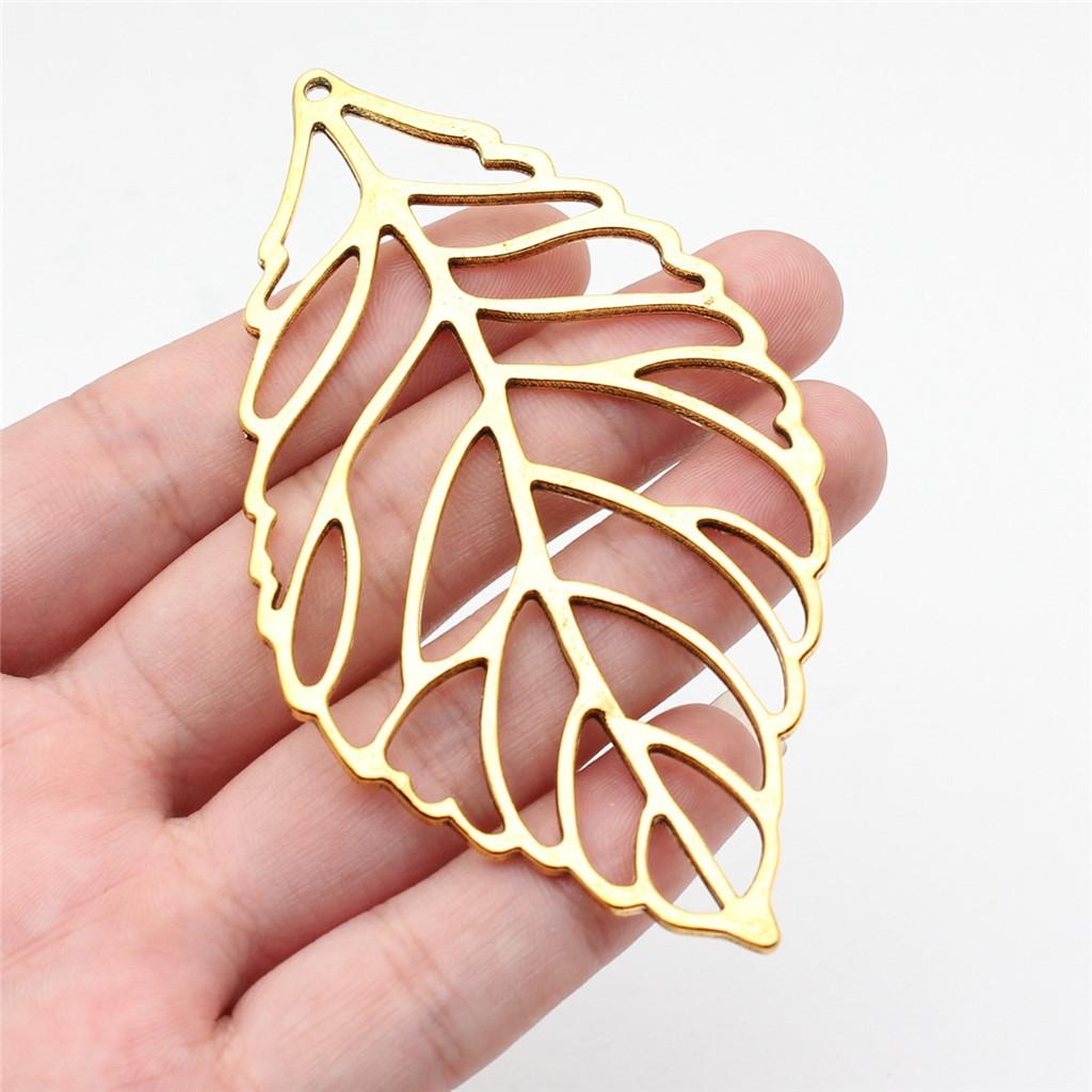 Foglie Grandi Dettagliate Fascino Botanico Bronzo Antico Lega di Zinco Materiali per la Creazione di Gioielli Stile Fabbricante di Gioielli Fascini Metallici