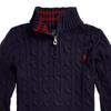 Polo Ralph Lauren SS23 Jednobarevný svetr s vyšívaným logem s copánkovým vzorem Dětský svetr 323868894-005