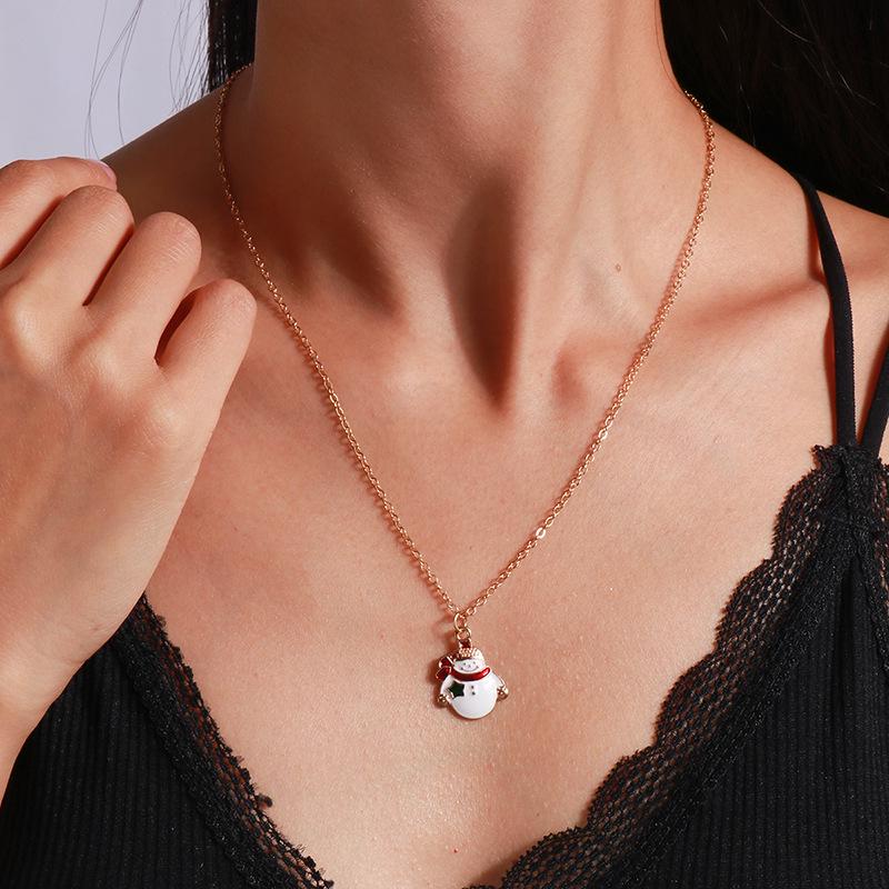 European & American Christmas Necklace Set: Reindeer, Cane, Santa Claus & Tree Pendants