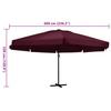 600 Cm Aluminum Mast Sun Umbrella In Burgundy Red