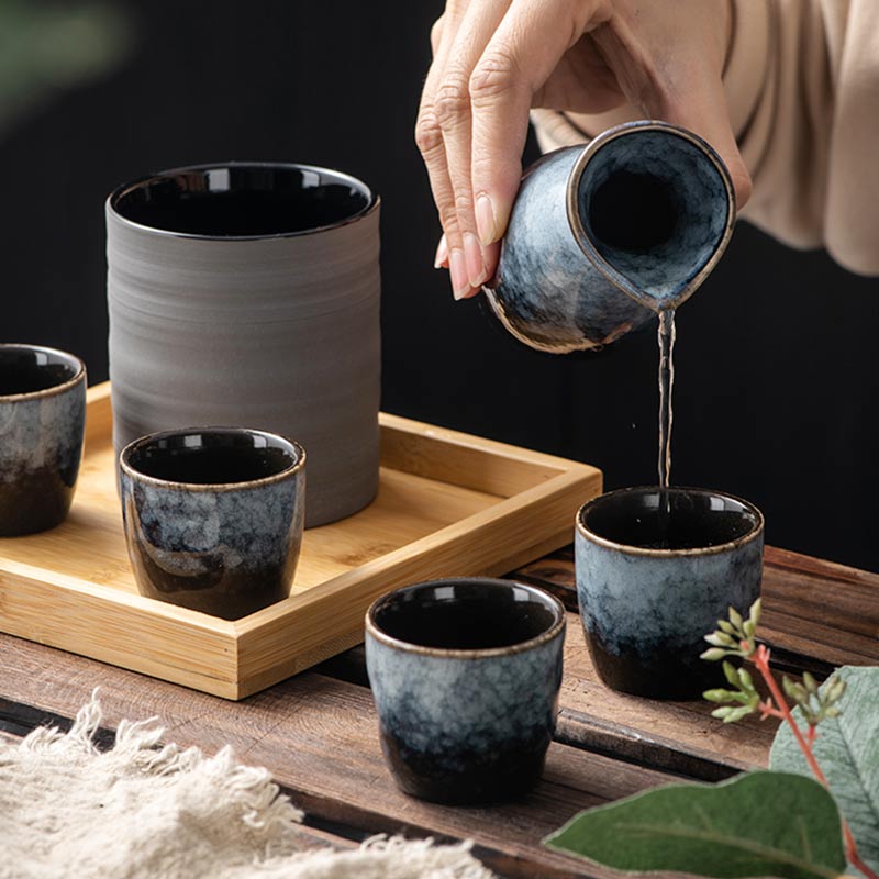 Keramik-Teetassen im japanischen Stil, Retro-Sake-Gläser, Weindekanter, Kung-Fu-Teetasse, Haushalts-Meistertasse, Tavernen-Weinzubehör