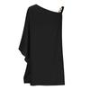 Women's Sexy Off-the-Shoulder One Strap Sloping Shoulder Color Midi Dress