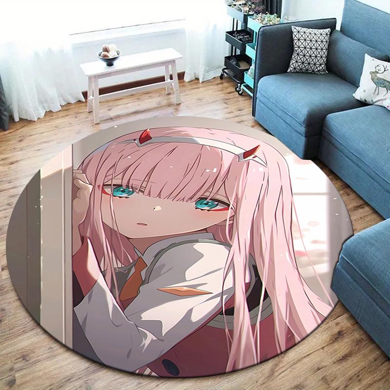 Franxx Round Area Rug Carpet Rug For Living Room Bedroom Sofa Playroom Decor Nonslip Floor Mat