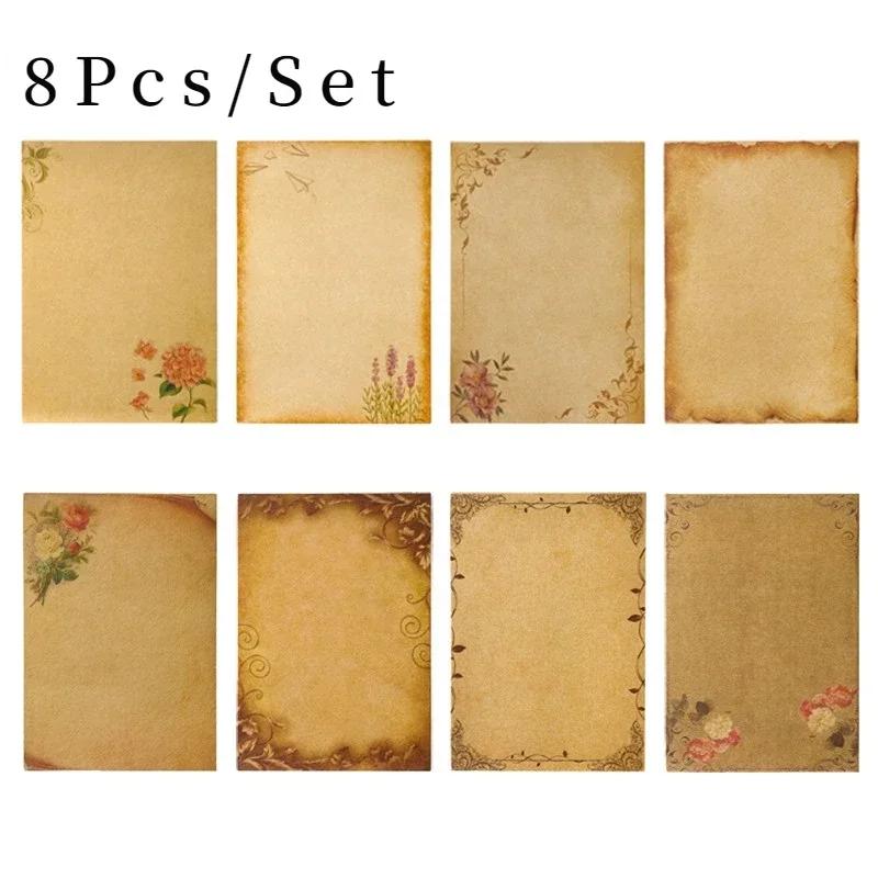 

Набор из 8 предметов крафт-бумага коричневого цвета с винтажным цветочным узором фирменные бланки канцелярские принадлежности писчая бумага блокнот канцелярские принадлежности для рисования эскизы 8Pcs Set