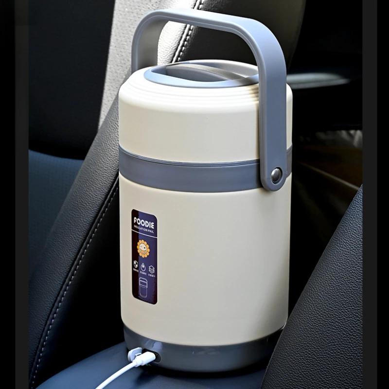 USB Electric Heated Lunch Box Stainless Steel Food Warmer Bento Lunch Box Container for Hot Food Thermal Boxes for Office School