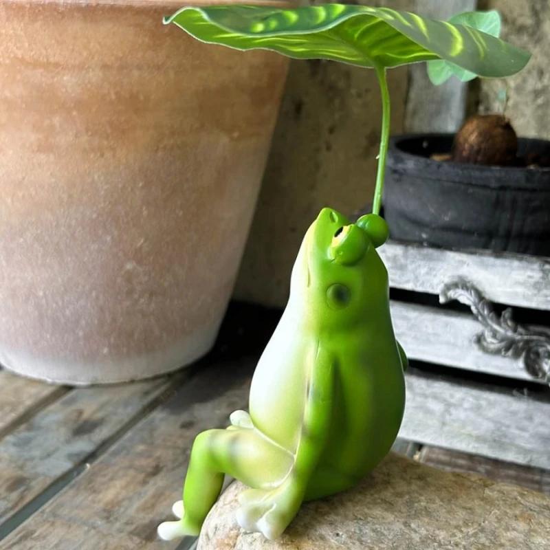 Frosch Regenschirm Schmuckstück Außenbereich Garten Hof Fischbecken Dekoration Balkon Eingang Handwerk Desktop Miniatur