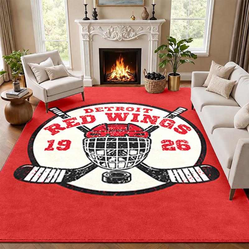 Detroit Red Wings Carpet Door Mat for Living Room or Bedroom Protective Mat Under Chair Office Decoration Christmas Gift Birthday Present
