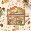 Cartoon Landscape Sticker Cat House Scene 3D Three-dimensional House Unzip DIY Scene Handbook Sticker