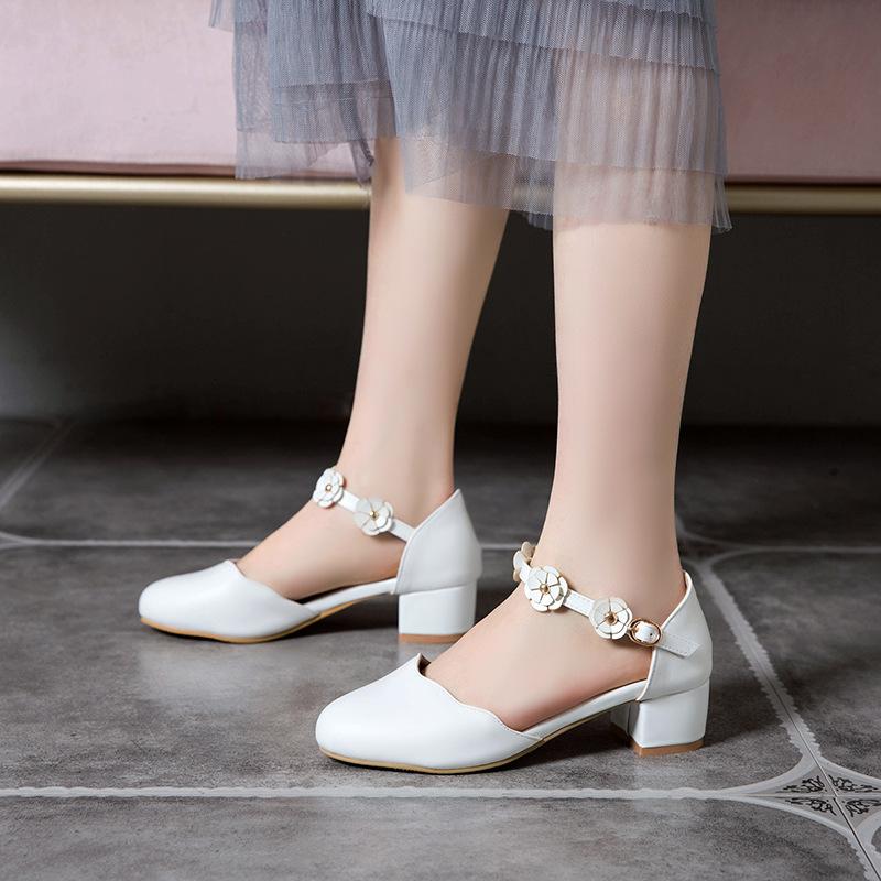 Japanese Sweet Lolita Girls Party Sandals Sweet Flower Mary Jane High Heel Shoes Princess Cosplay Party Shoes Summer Pumps 28-39