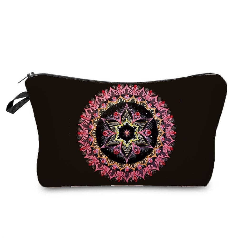 Women Datura Flower Print Cosmetic Bag Toiletries Organize Travel Storage Case 6671