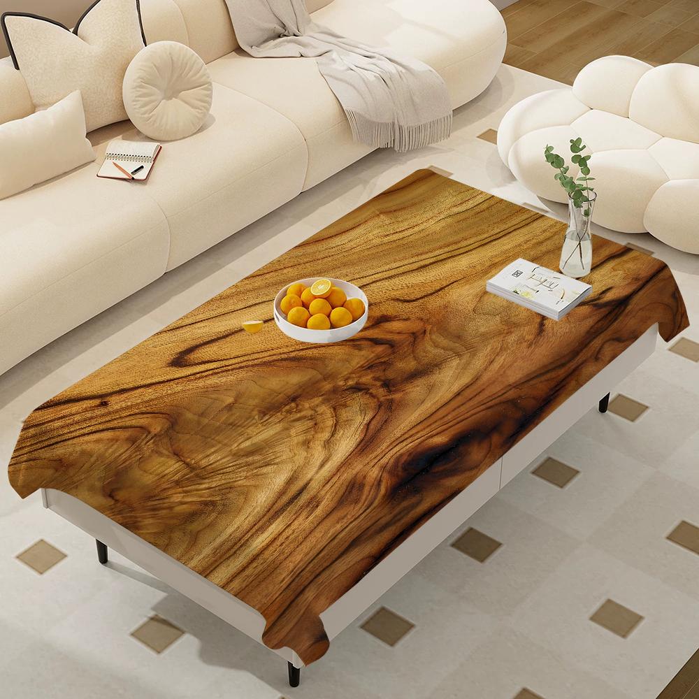 Beautiful Wood Rectangular Tablecloths Washable Wedding Party Kitchen Dining Living Room Birthday Decoration Table
