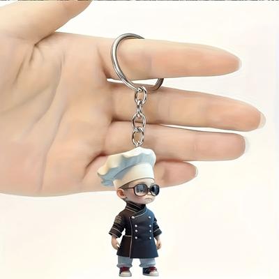2D Acrylic Chef Flat Theme Keychain Ornaments Christmas, Thanksgiving, Christmas, Birthday Gifts Car Keys Backpack Decorative Pendants