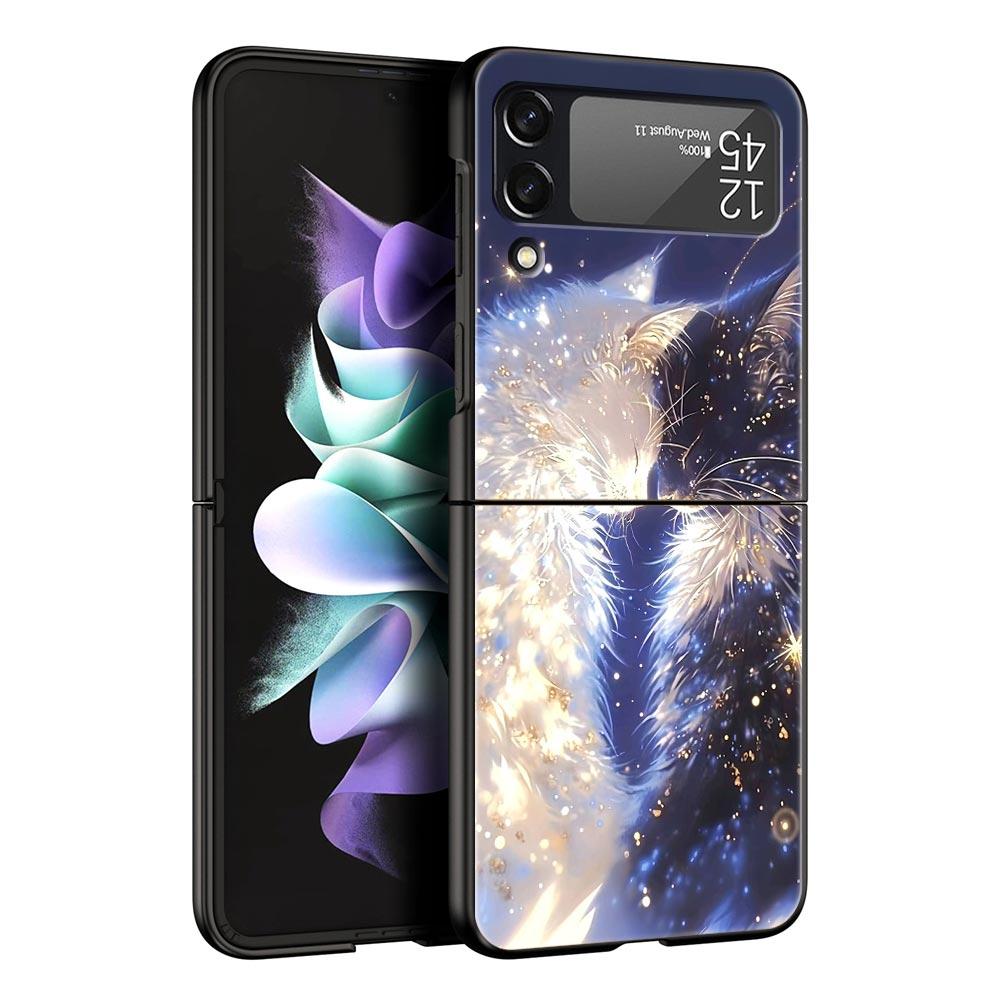 Cartoon Art Hard PC Phone Case For Samsung Galaxy Z Flip 7 6 5 4 Black Cover For Galaxy Z Flip 3 Foldable Fundas Shell Funda Bag