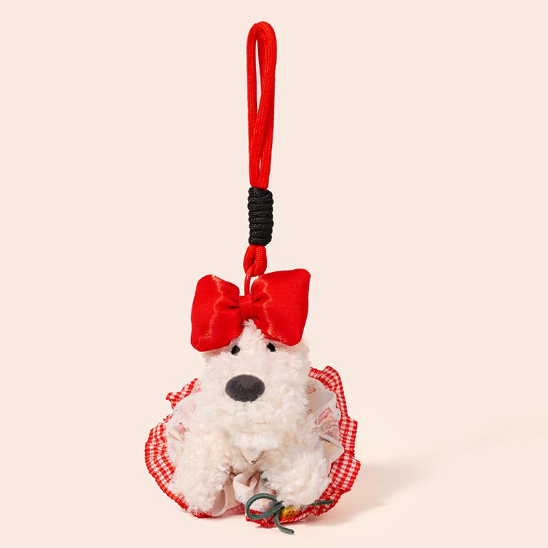 Cute West Highland Terrier Puppy Plush Keychain Bag Charm Gift for Girls