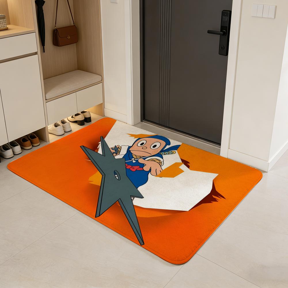 

cartoon N-Ninja Hattori-kun Floor Mat Flannel Door Mat Non-Slip Absorbent Washable Indoor Home Rug 40x60cm