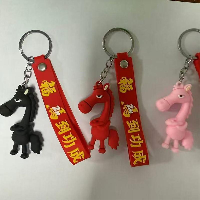 2026 Jahr des Pferdes Maskottchen Pferdeanhänger Kreative Cartoon Schwarzes Pferd Plüsch Schlüsselanhänger Anhänger Taschenanhänger Jahresgeschenke