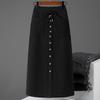 Elegant High Waist Knitted Wool A-line Skirt for Women - Slimming Mid-length, Petite Fit, Autumn/Winter Style