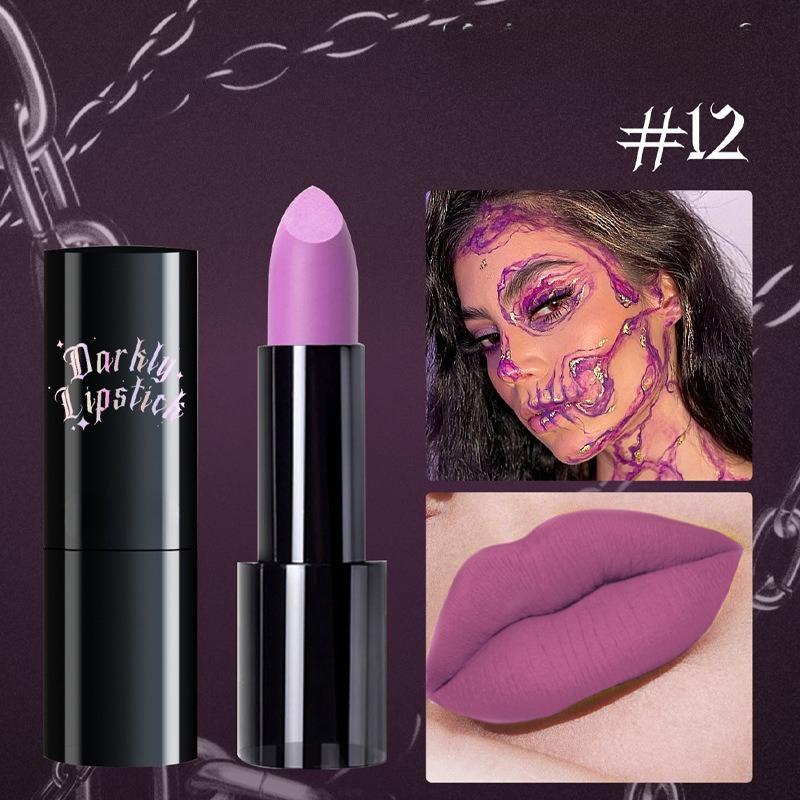 Non-stick Cup Matte Lipstick Flash Diamond Lipstick Halloween Dark Makeup