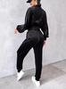 Women's Autumn 2024 Gold Velvet Cropped Top & Long Sleeve Pants Casual Set