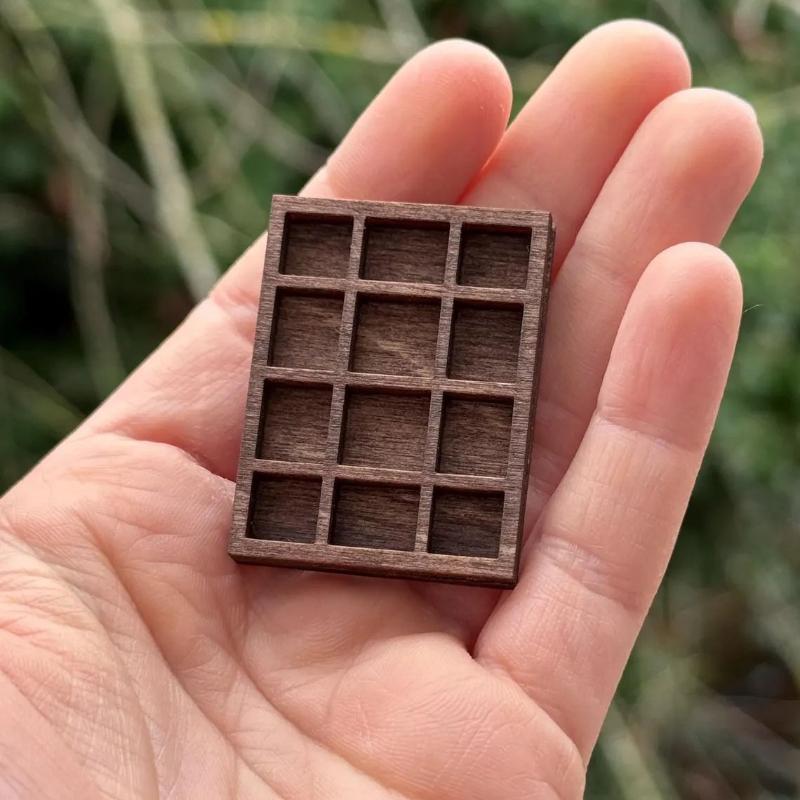 Wooden Mini Jewelry Tray 1 PCS Multi Compartments Ring Earring Trinket Organizer for Bedroom Vanity Dollhouse Decor